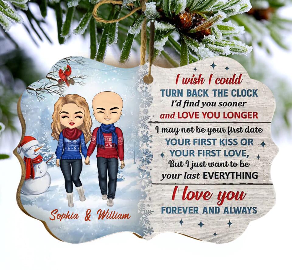 Christmas Couple Turn Back The Clock - Christmas Gift For Couple - Personalized Custom Wooden Ornament O-F9