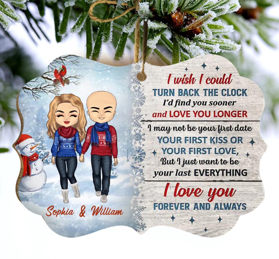 Christmas Couple Turn Back The Clock - Christmas Gift For Couple - Personalized Custom Wooden Ornament O-F9