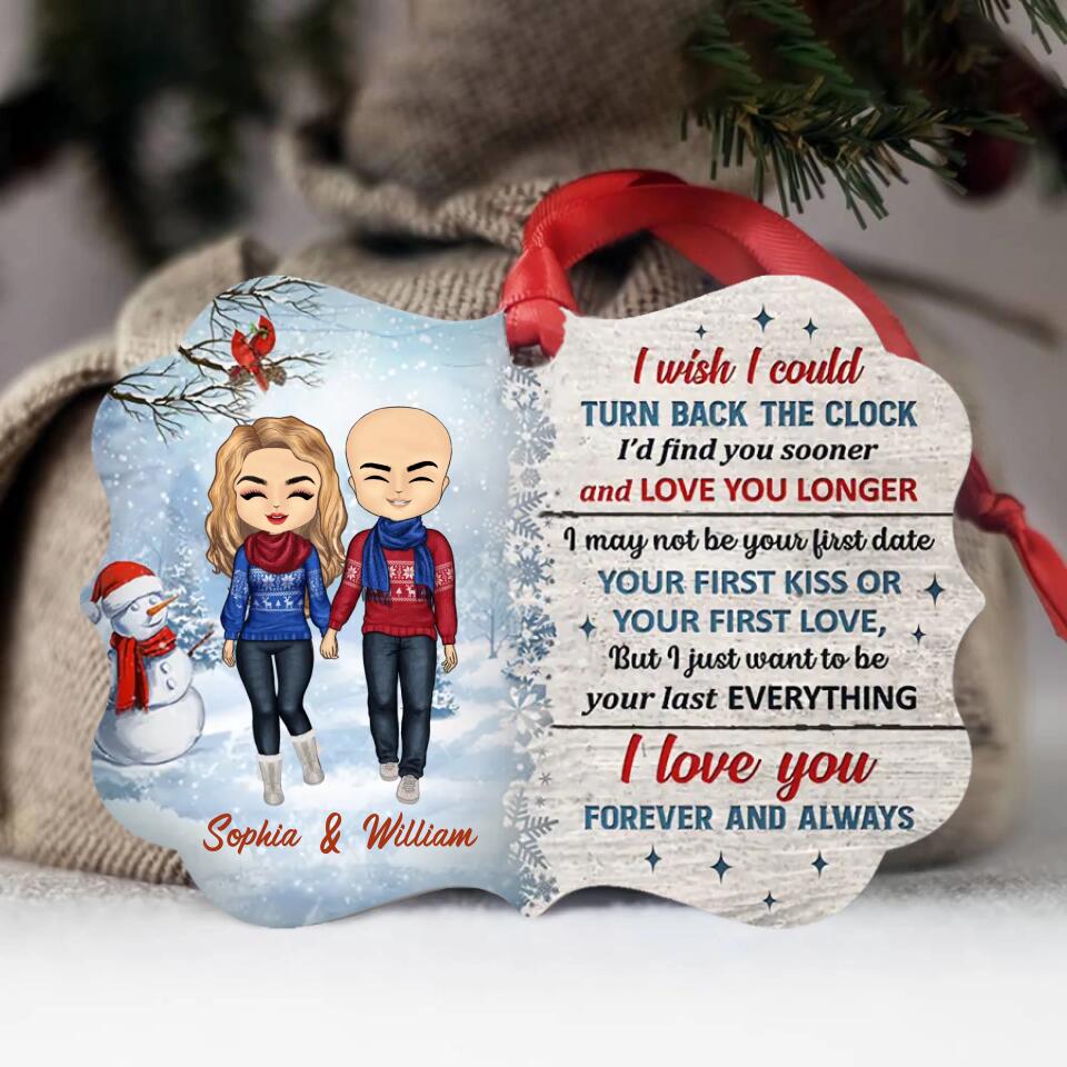 Christmas Couple Turn Back The Clock - Christmas Gift For Couple - Personalized Custom Wooden Ornament O-F9