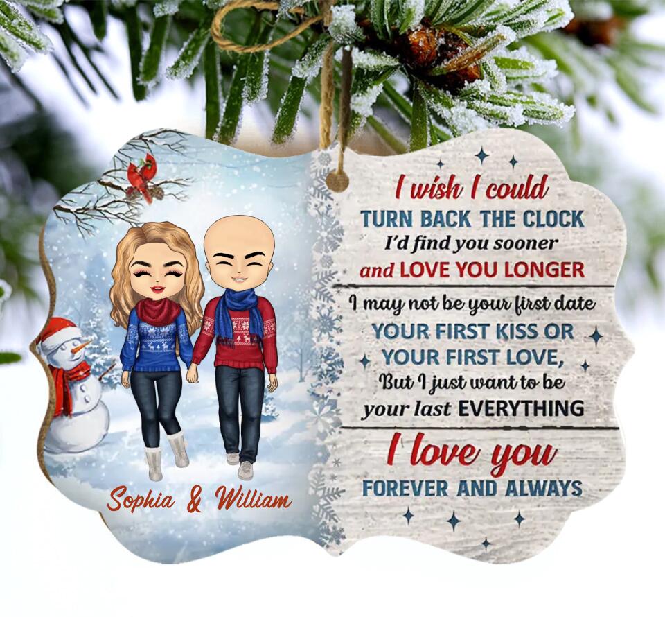 Christmas Couple Turn Back The Clock - Christmas Gift For Couple - Personalized Custom Wooden Ornament O-F9