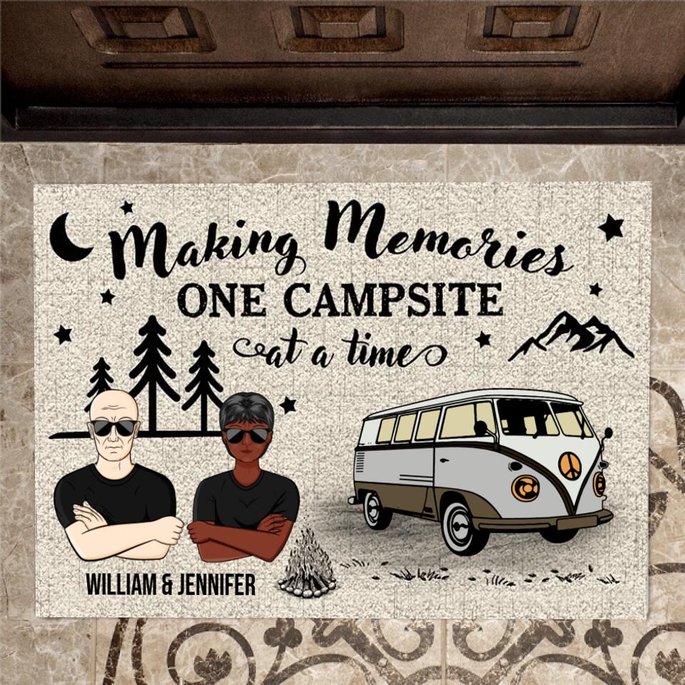 Camping Partners Old Family Couple Making Memories One Campsite - Personalized Doormat - d-f9