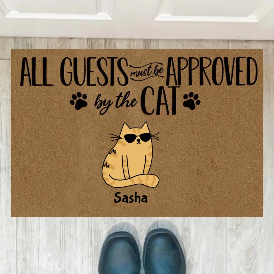 Joyousandfolksy Cat Custom Doormat Name All Guests Must Be Approved By The Cat Personalized Doormat