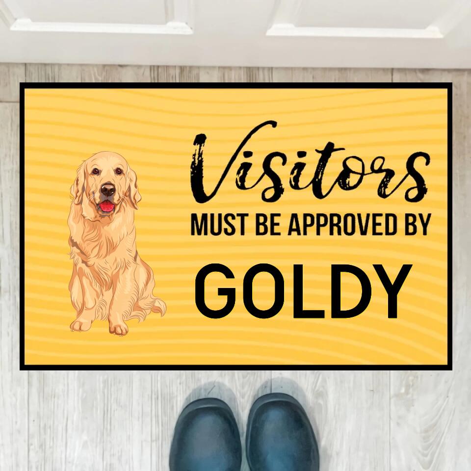 Joyousandfolksy Visitors Must Be Approved By The Dog, Gift For Dog Lovers, Personalized Doormat, New Home Gift