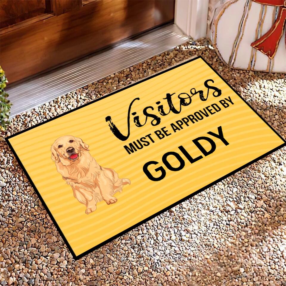 Joyousandfolksy Visitors Must Be Approved By The Dog, Gift For Dog Lovers, Personalized Doormat, New Home Gift