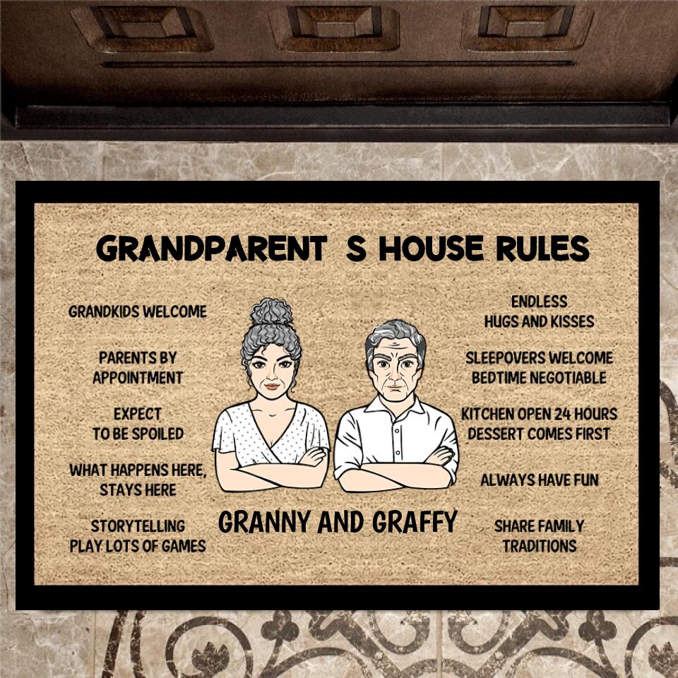 Joyousandfolksy Grandma Grandpa House Rule Personalized Doormat