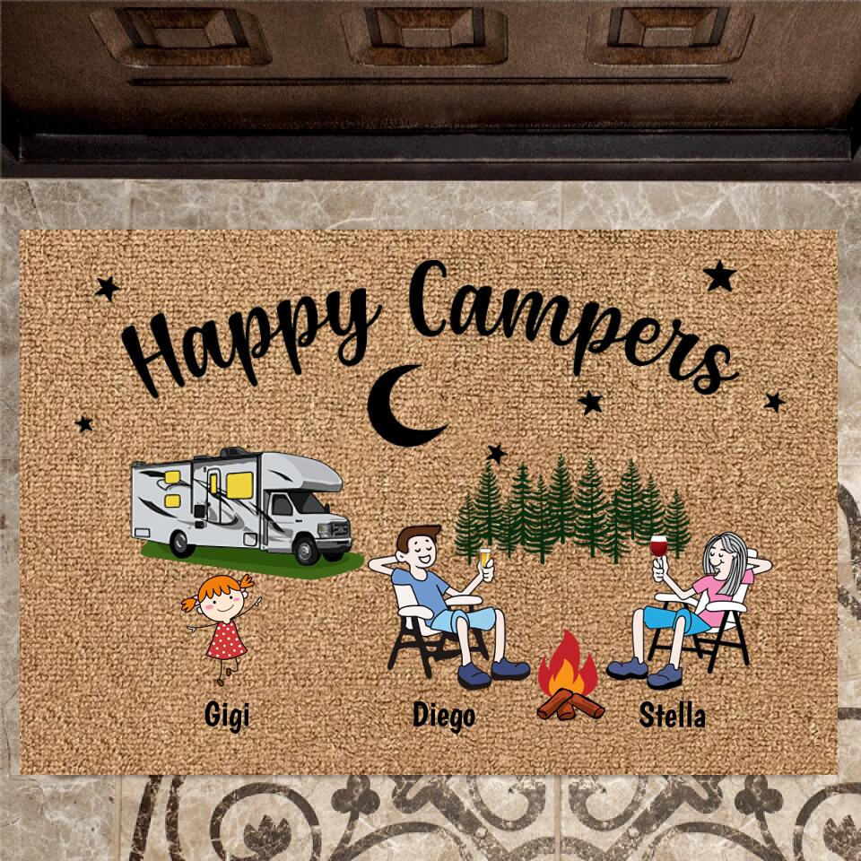 Joyousandfolksy Camping Happy Campers Stick Personalized Doormat