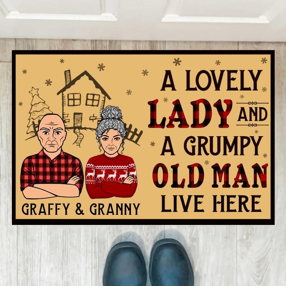 Joyousandfolksy A Lovely Lady And A Grumpy Old Man Live Here, Personalized Doormat, New Home Gift