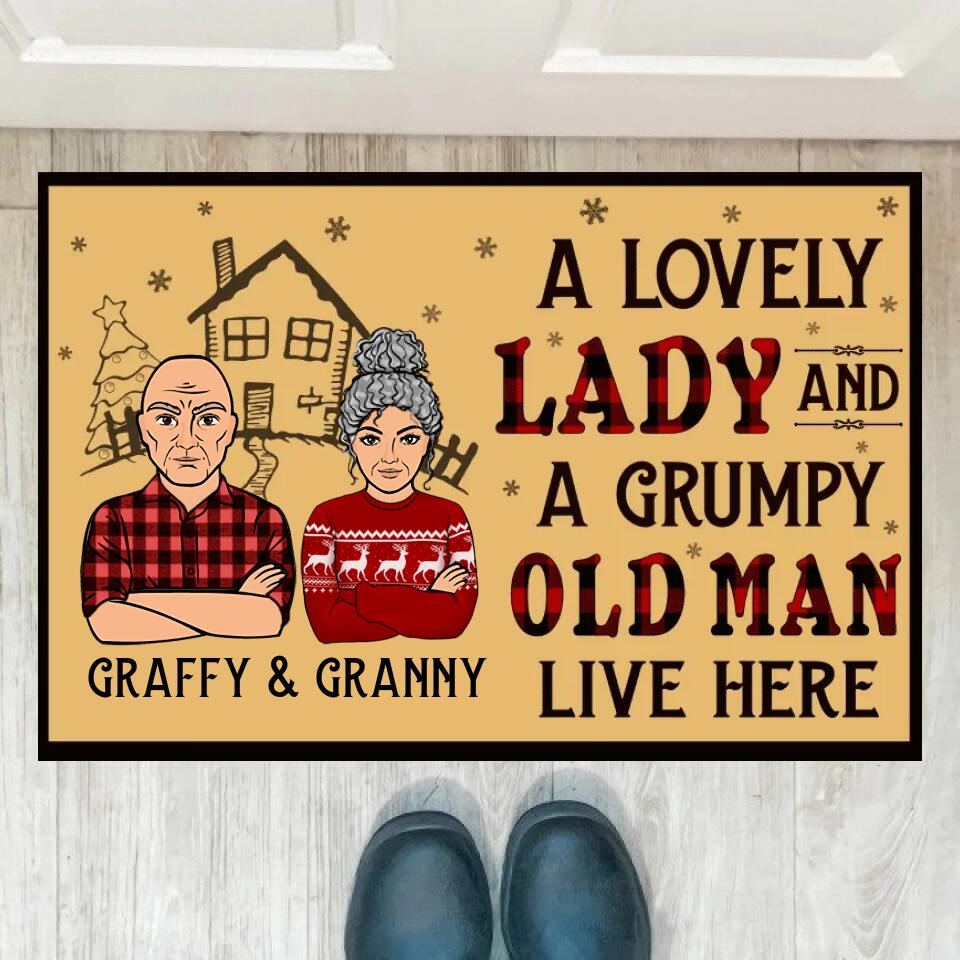 Joyousandfolksy A Lovely Lady And A Grumpy Old Man Live Here, Personalized Doormat, New Home Gift