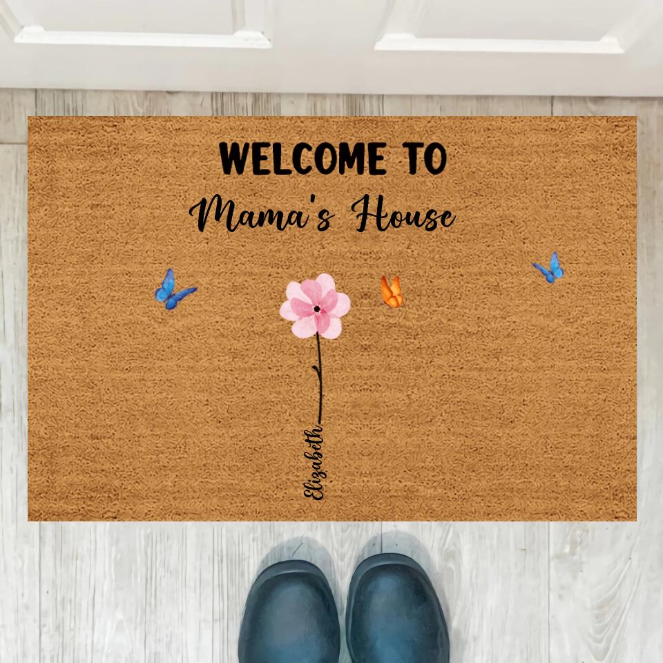 Joyousandfolksy Welcome To Nana‘s House Watercolor Flower Personalized Doormat