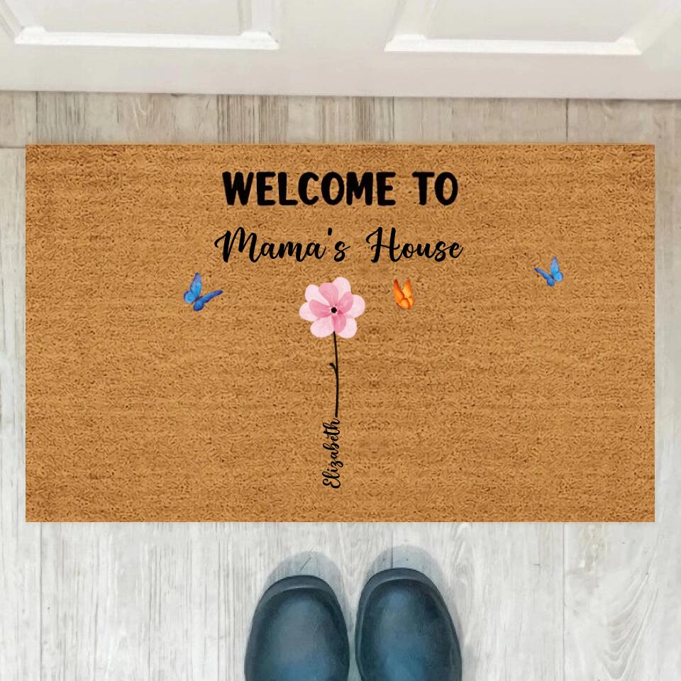 Joyousandfolksy Welcome To Nana‘s House Watercolor Flower Personalized Doormat