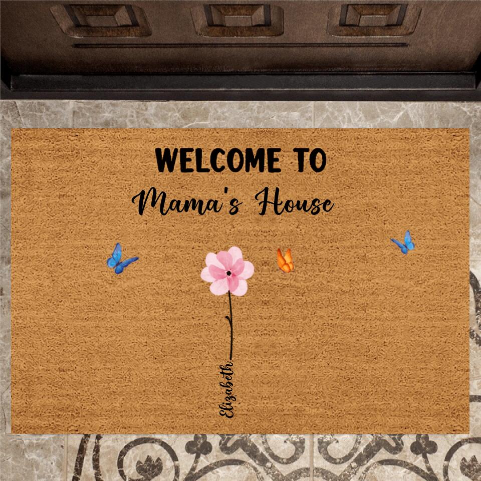 Joyousandfolksy Welcome To Nana‘s House Watercolor Flower Personalized Doormat