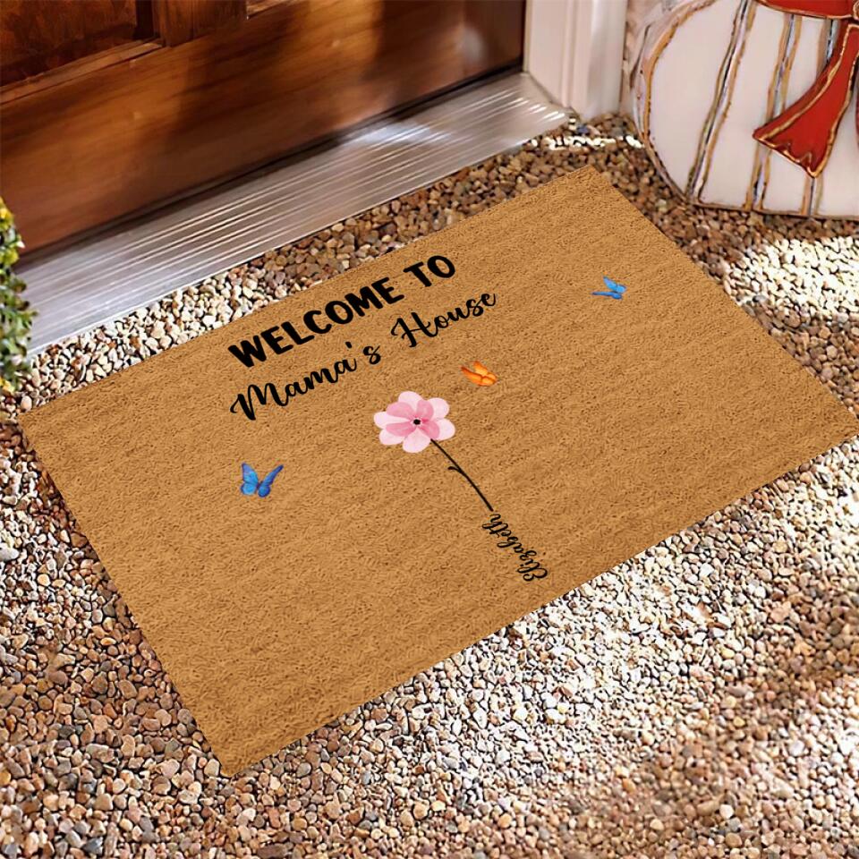 Joyousandfolksy Welcome To Nana‘s House Watercolor Flower Personalized Doormat