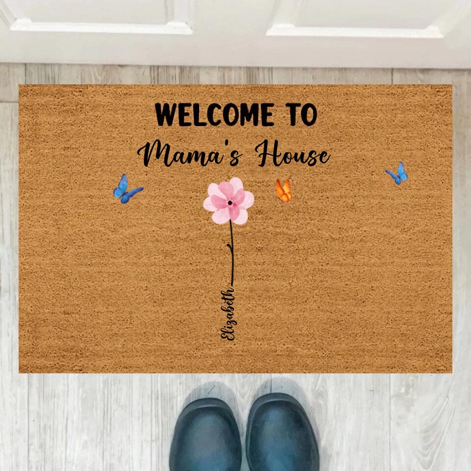 Joyousandfolksy Welcome To Nana‘s House Watercolor Flower Personalized Doormat