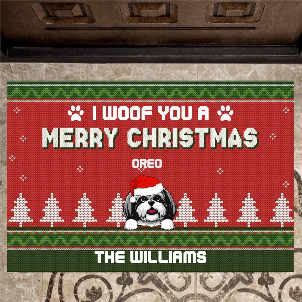 Joyousandfolksy We Woof A Merry Christmas, Gift For Dog Lovers, Personalized Doormat, New Home Gift, Christmas Decoration