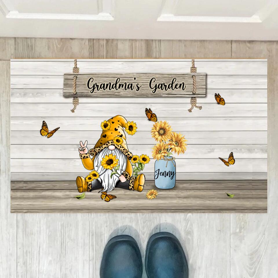 Joyousandfolksy Gnome Grandma's Garden Personalized Doormat