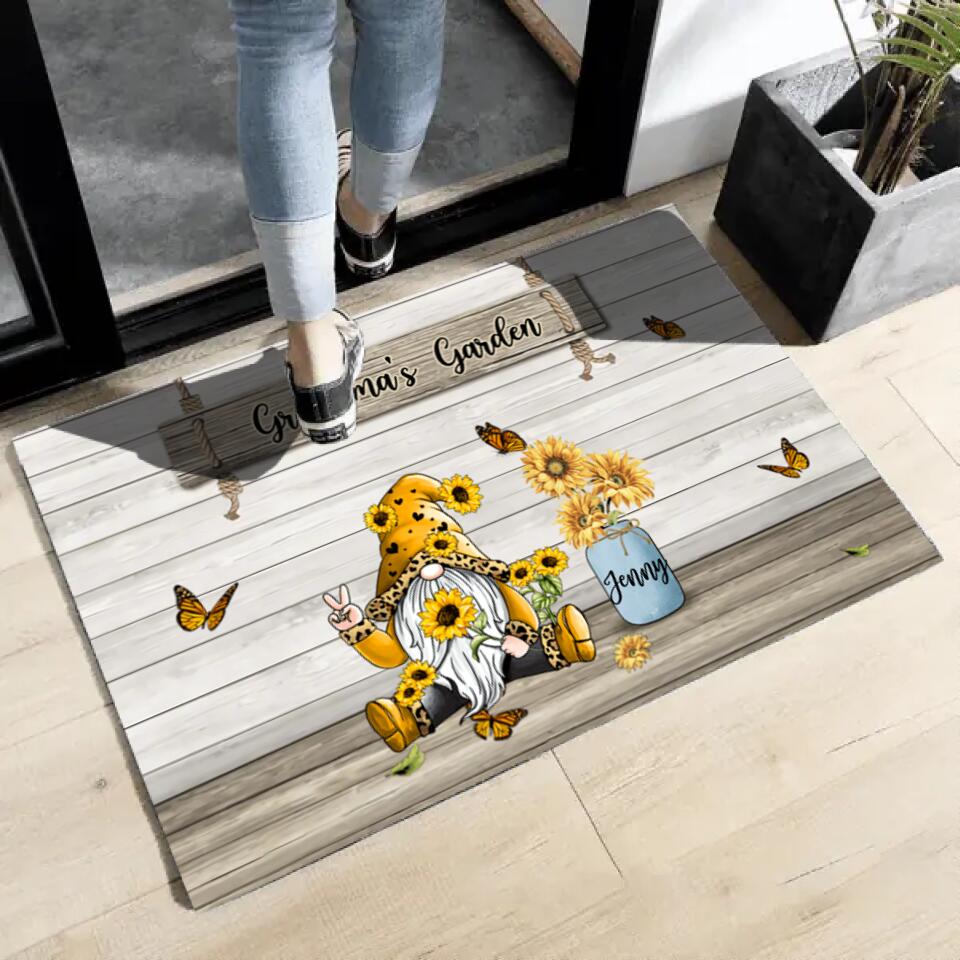 Joyousandfolksy Gnome Grandma's Garden Personalized Doormat