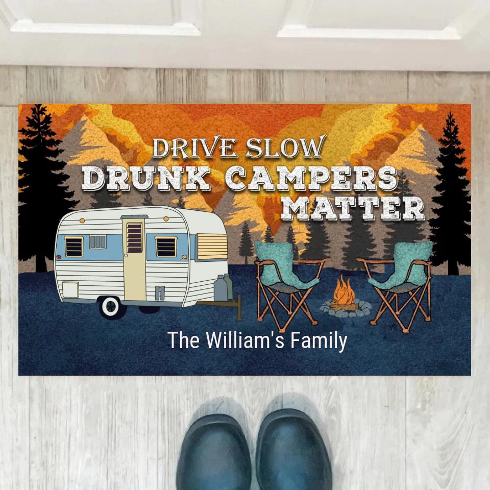 Personalized Camping Retro Making Memories Custom RV Quotes - Personalized Doormat - d-f26