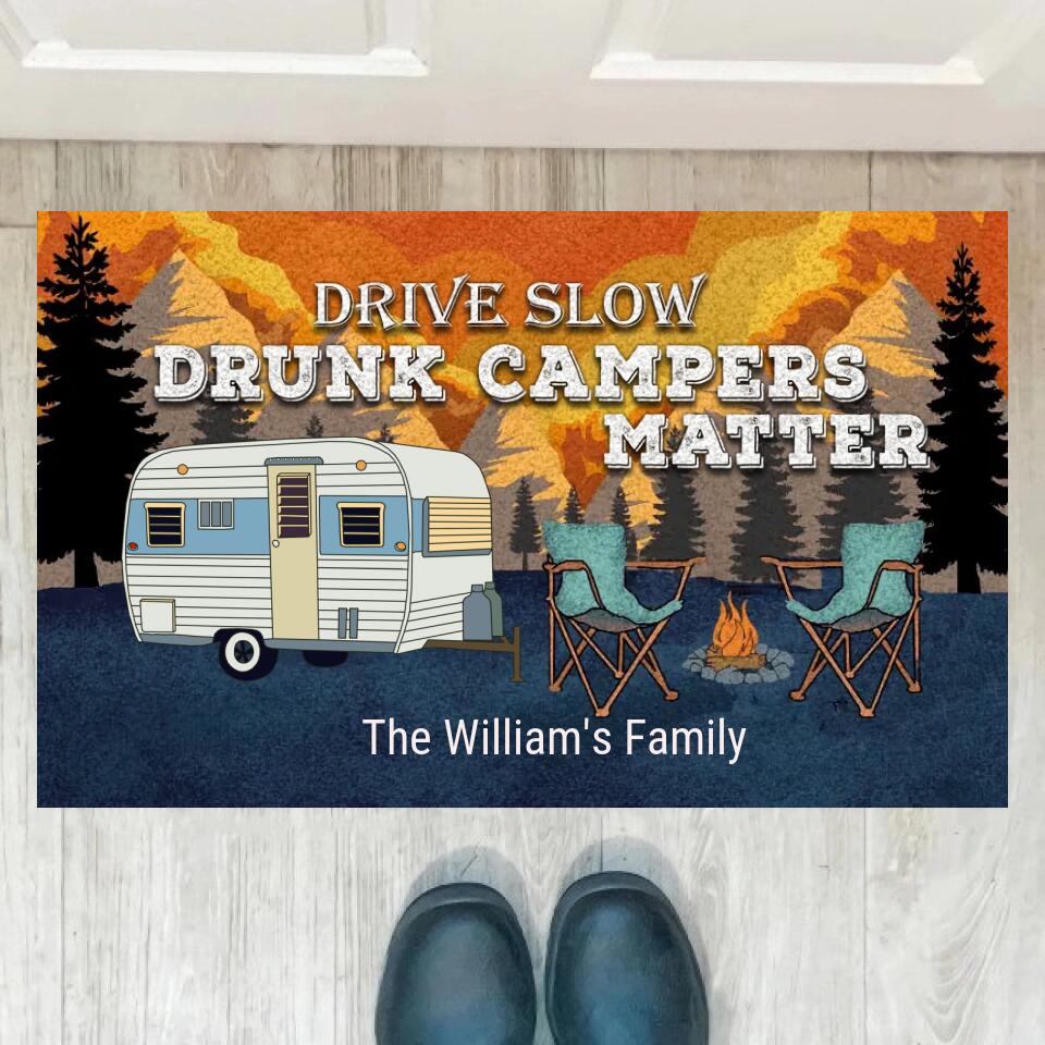 Personalized Camping Retro Making Memories Custom RV Quotes - Personalized Doormat - d-f26