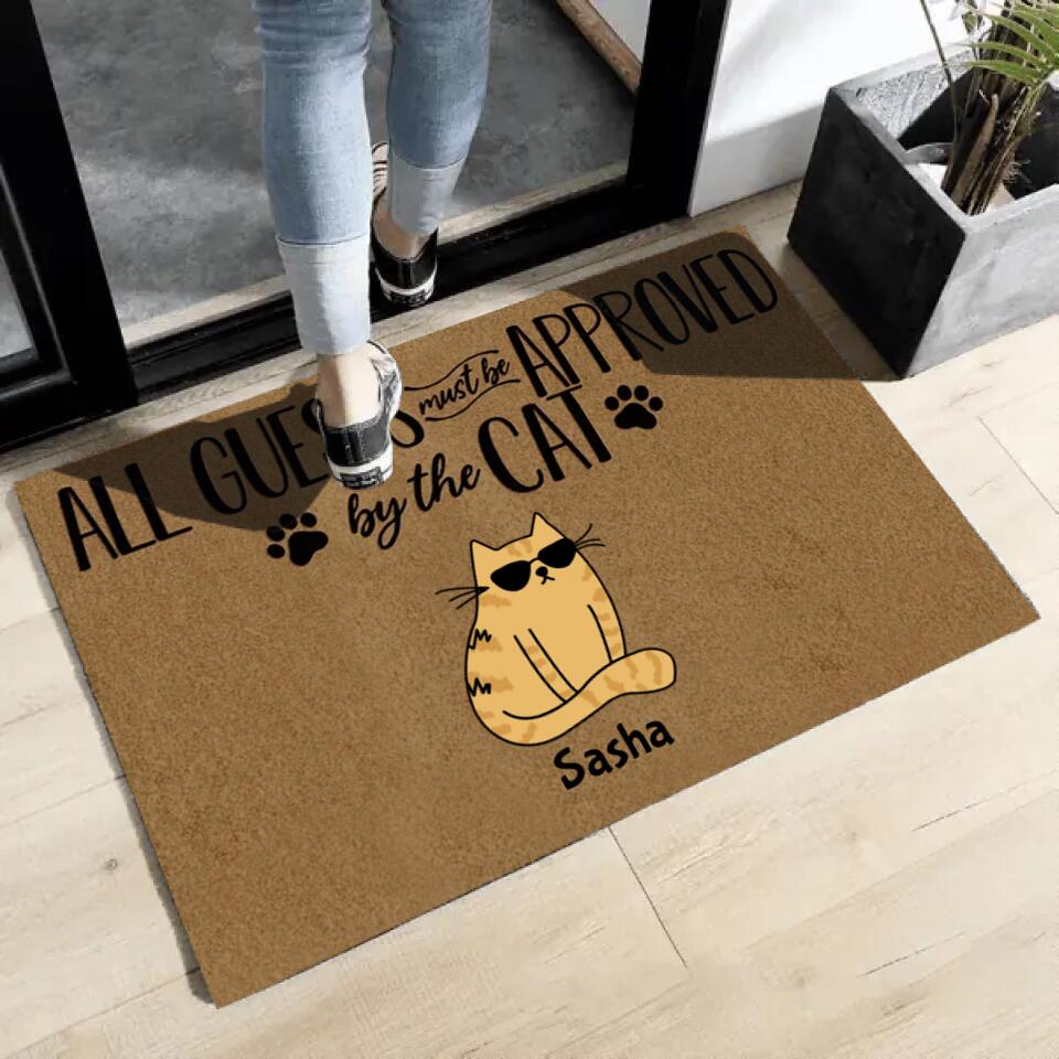 Joyousandfolksy Cat Custom Doormat Name All Guests Must Be Approved By The Cat Personalized Doormat