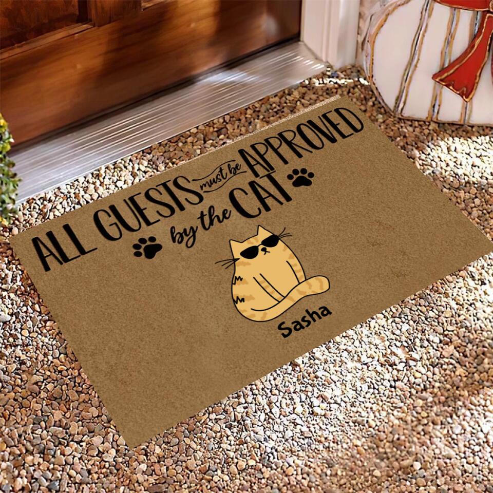 Joyousandfolksy Cat Custom Doormat Name All Guests Must Be Approved By The Cat Personalized Doormat