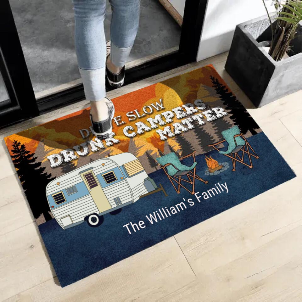 Personalized Camping Retro Making Memories Custom RV Quotes - Personalized Doormat - d-f26