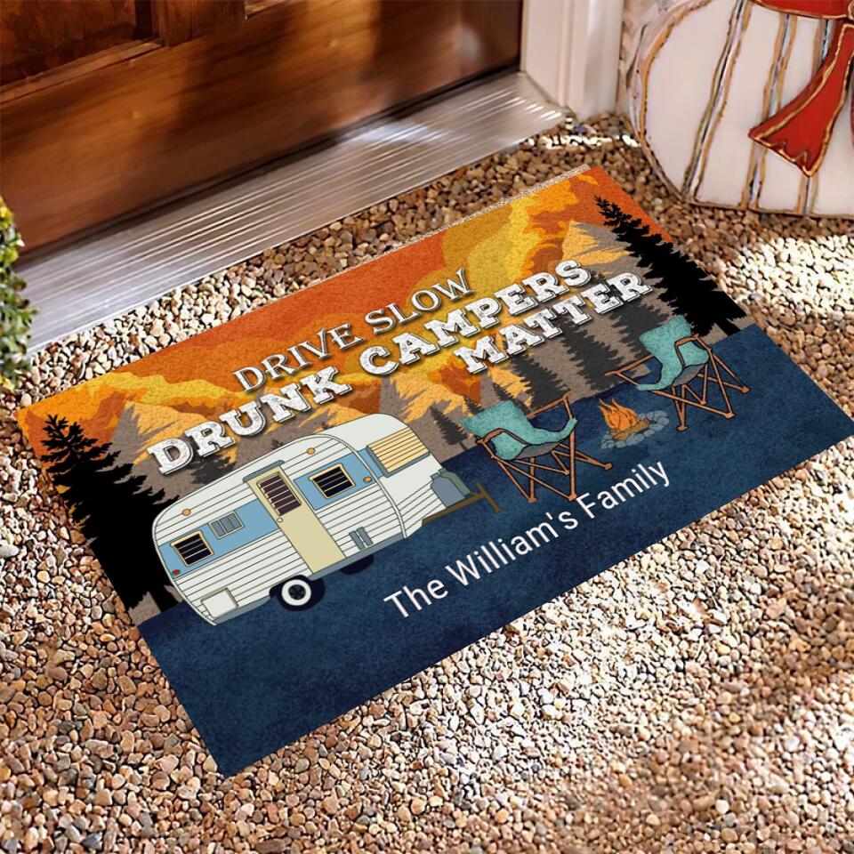 Personalized Camping Retro Making Memories Custom RV Quotes - Personalized Doormat - d-f26