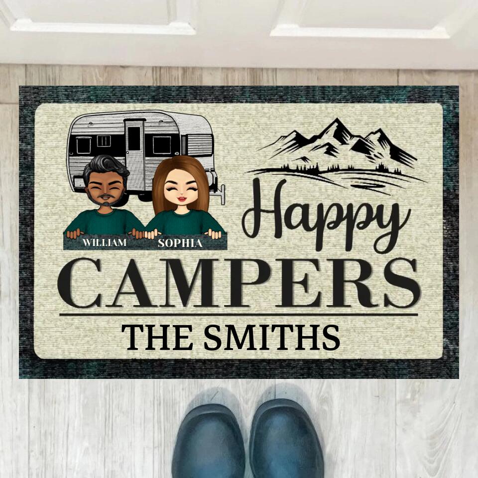 Happy Campers Camping - Personalized Custom Doormat DF19