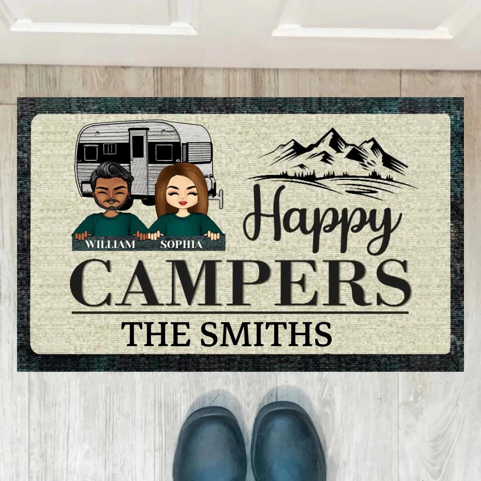 Happy Campers Camping - Personalized Custom Doormat DF19