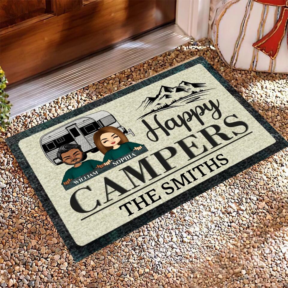 Happy Campers Camping - Personalized Custom Doormat DF19