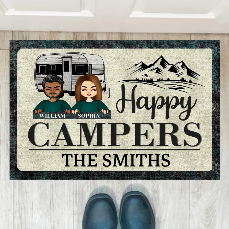 Happy Campers Camping - Personalized Custom Doormat DF19