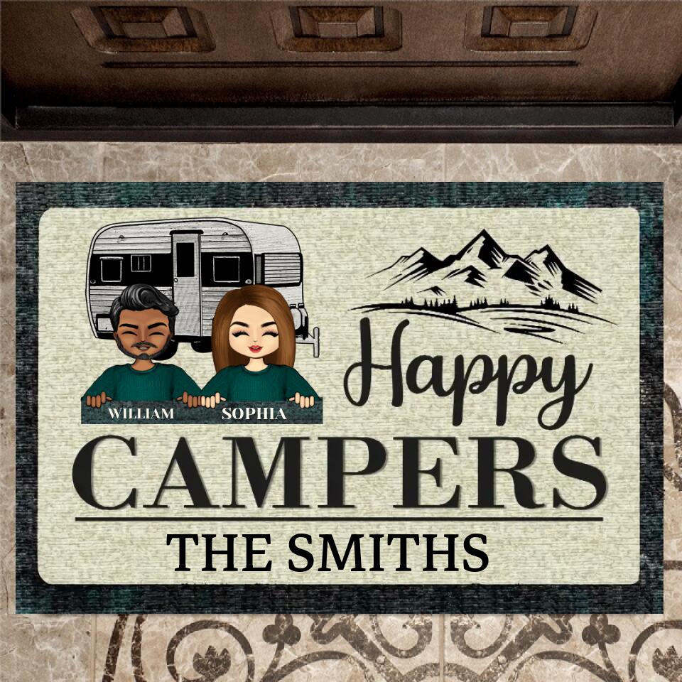 Happy Campers Camping - Personalized Custom Doormat DF19