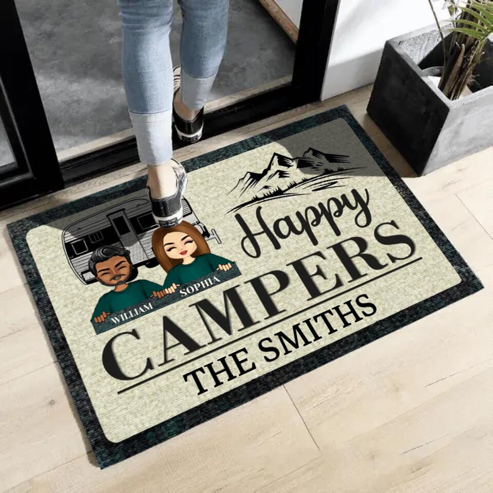 Happy Campers Camping - Personalized Custom Doormat DF19