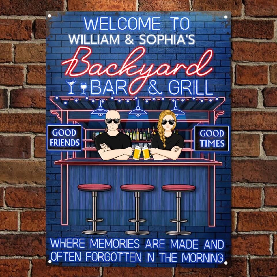 Backyard Bar Color Where Memories Are Made - Gift For Couples - Personalized Custom Classic Metal Signs F98