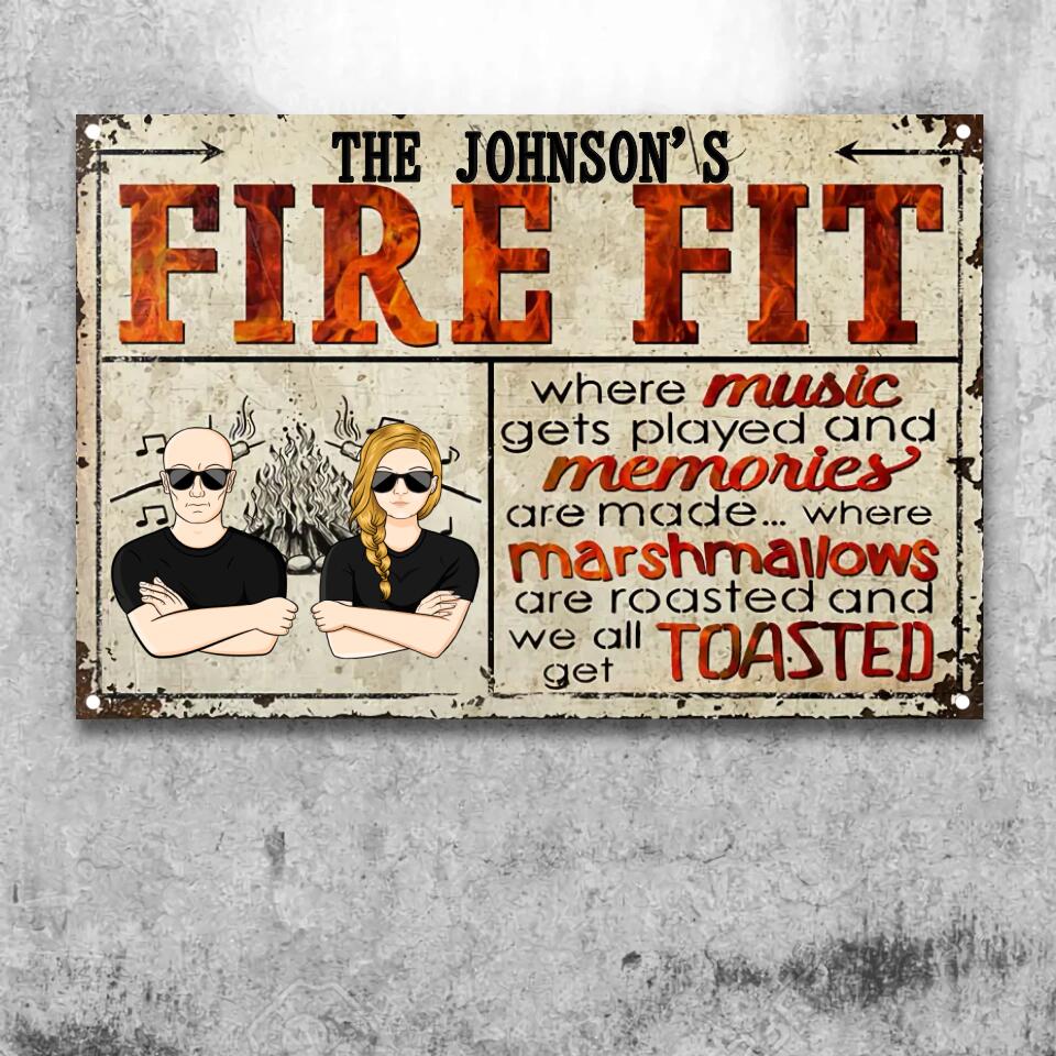 Married Couple Fire Pit Where Music Gets Played - Personalized Custom Classic Metal Signs F97