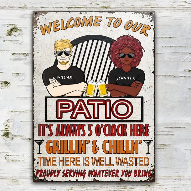 Proudly Serving Whatever - Patio Backyard Sign - Personalized Custom Classic Metal Signs F96