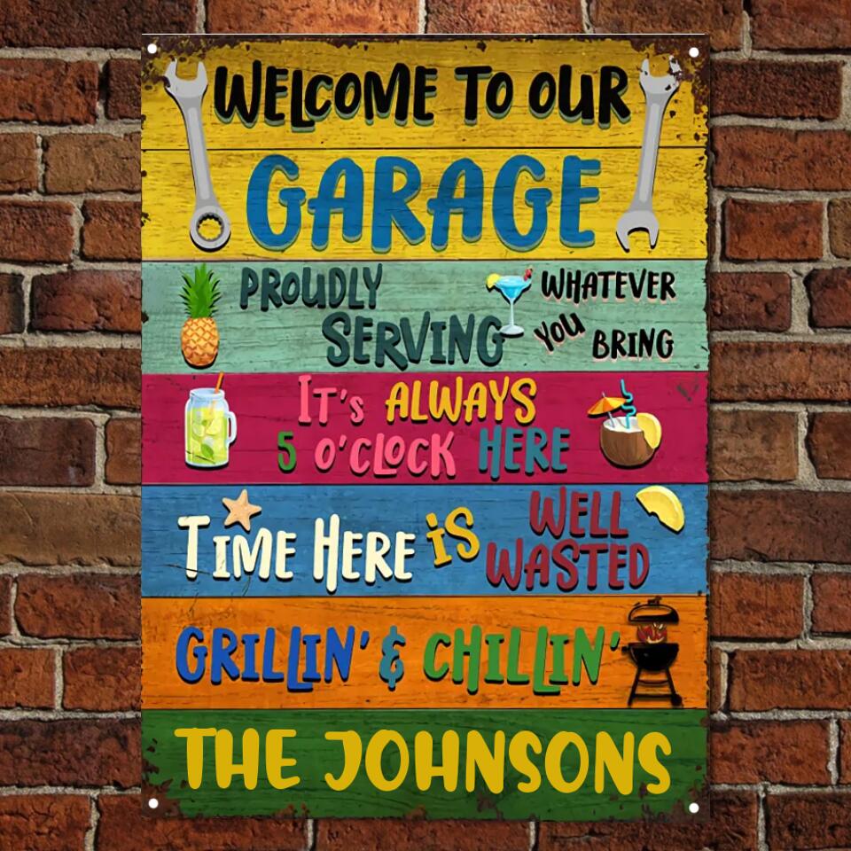 Welcome To Our Garage - Personalized Custom Classic Metal Signs F121