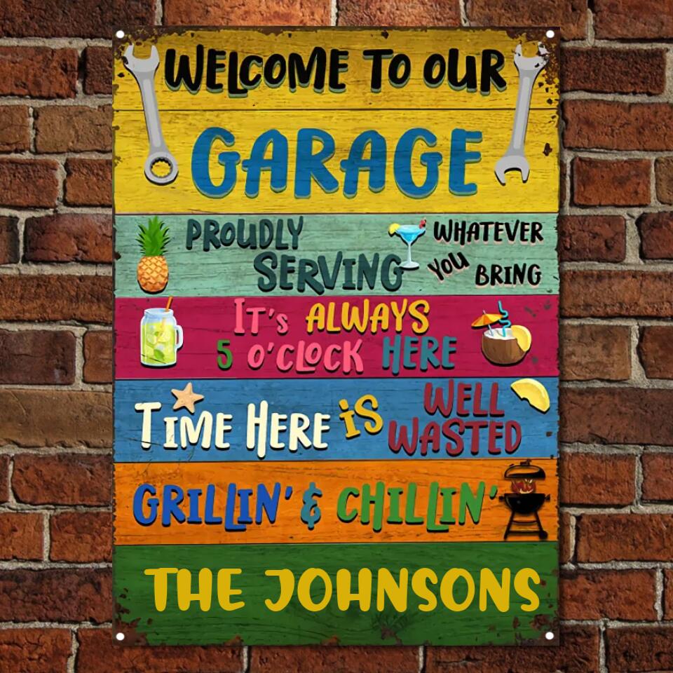 Welcome To Our Garage - Personalized Custom Classic Metal Signs F121