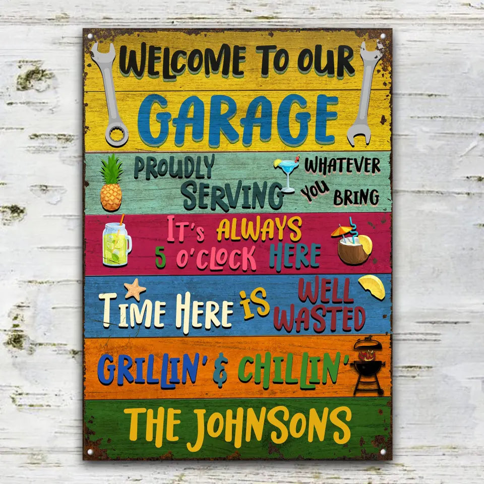 Welcome To Our Garage - Personalized Custom Classic Metal Signs F121