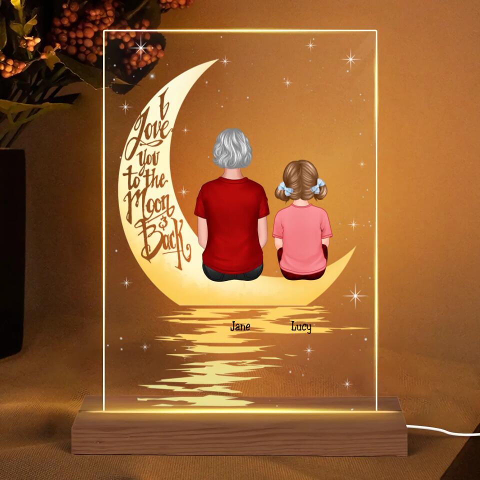 Grandma Grandkid In The Moonlight, Personalised Plaque LED Night Light PL-F22