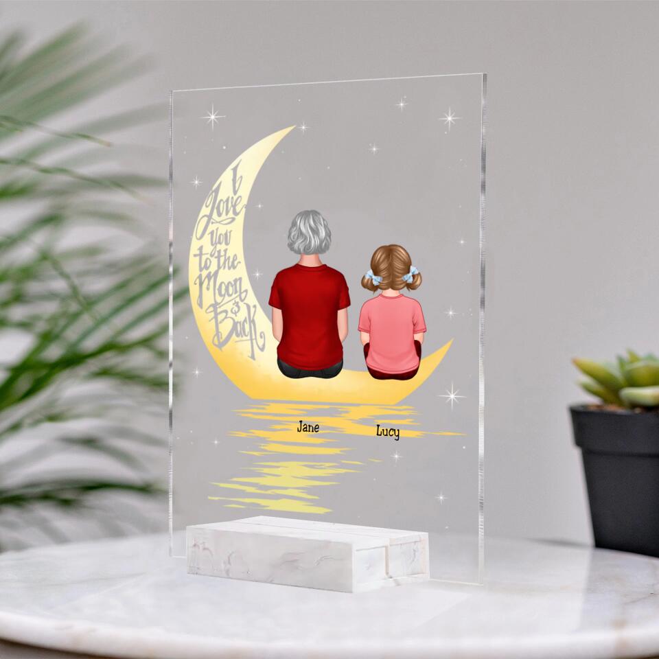 Grandma Grandkid In The Moonlight, Personalised Plaque LED Night Light PL-F22