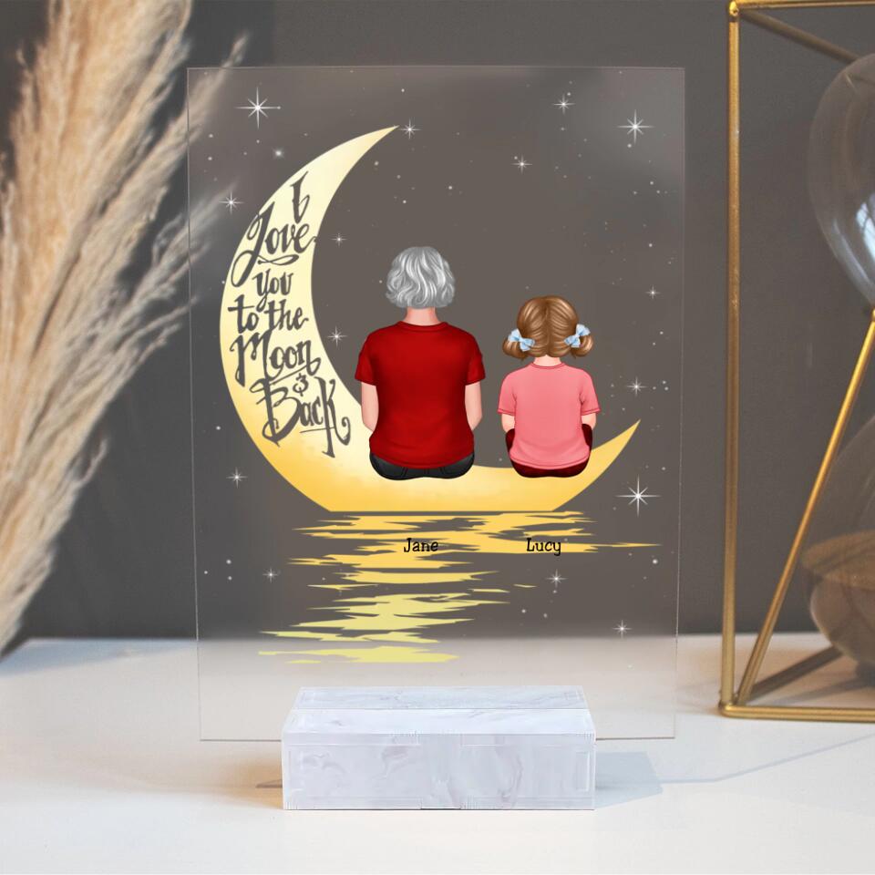 Grandma Grandkid In The Moonlight, Personalised Plaque LED Night Light PL-F22