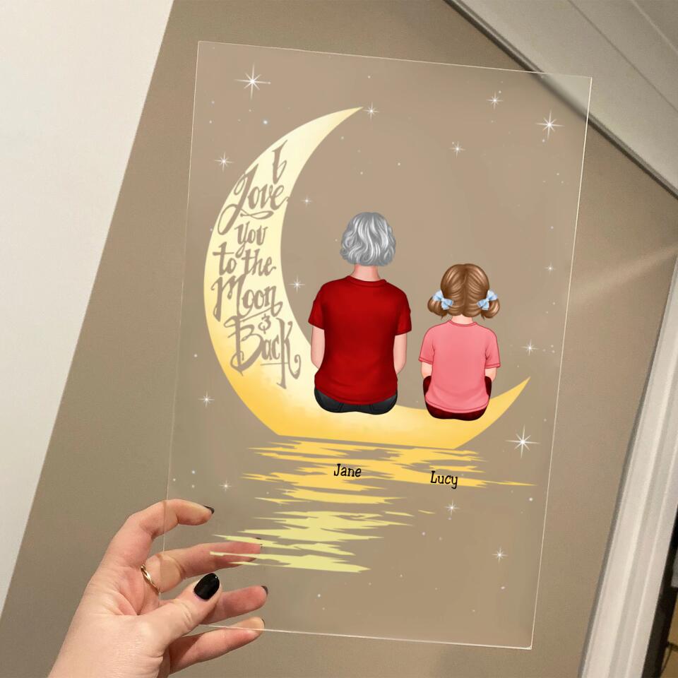 Grandma Grandkid In The Moonlight, Personalised Plaque LED Night Light PL-F22