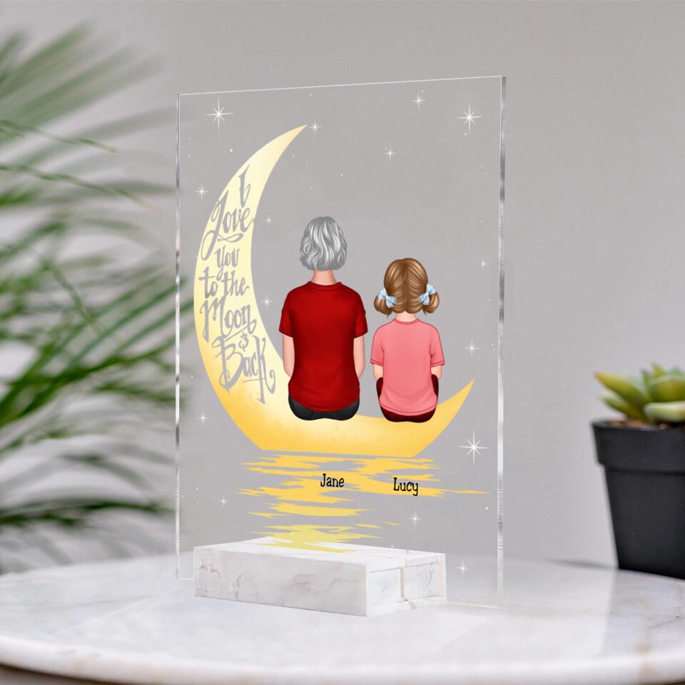 Grandma Grandkid In The Moonlight, Personalised Plaque LED Night Light PL-F22