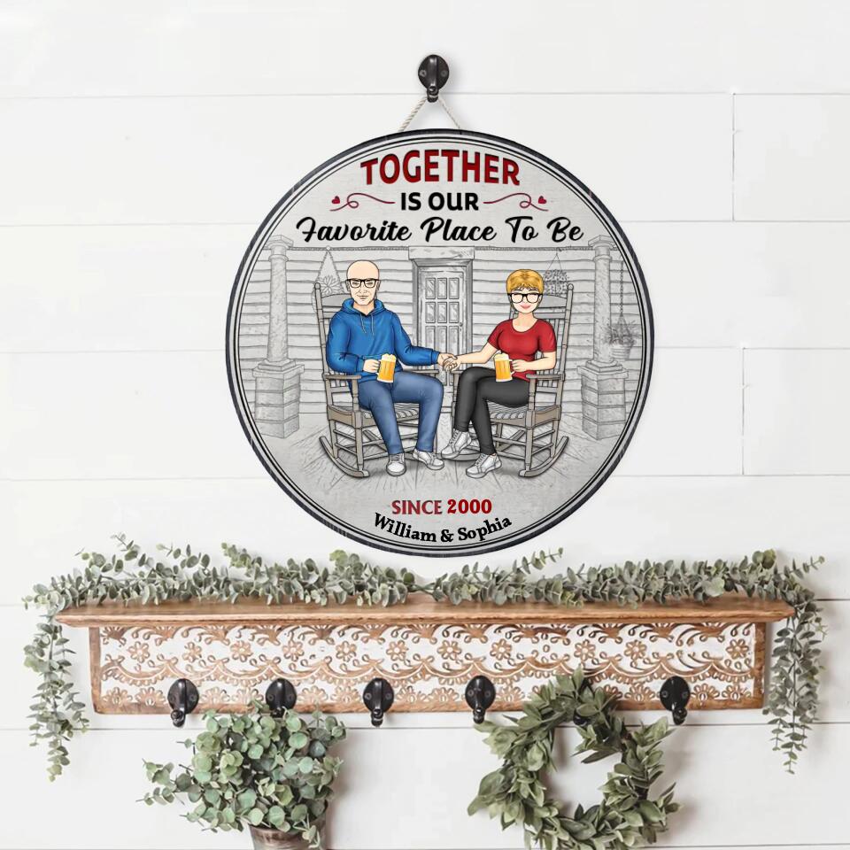 Family Couple Welcome To Our Home - Couple Gift - Personalized Custom Wood Circle Sign WS-F7