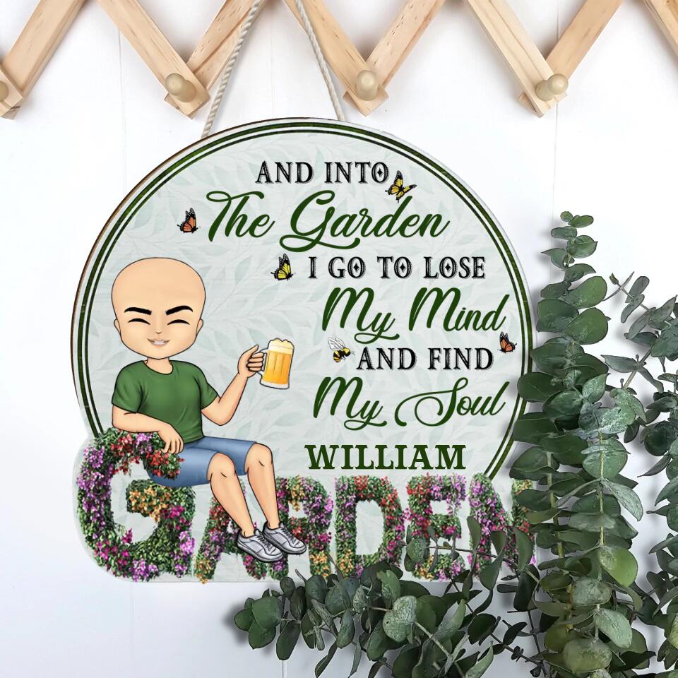 And Into The Garden I Go - Beware A Crazy Plant Lady Lives Here - Birthday, Housewarming Gift For Her, Him, Gardener, Outdoor Decor - Personalized Custom Shaped Wood Sign WS-F2