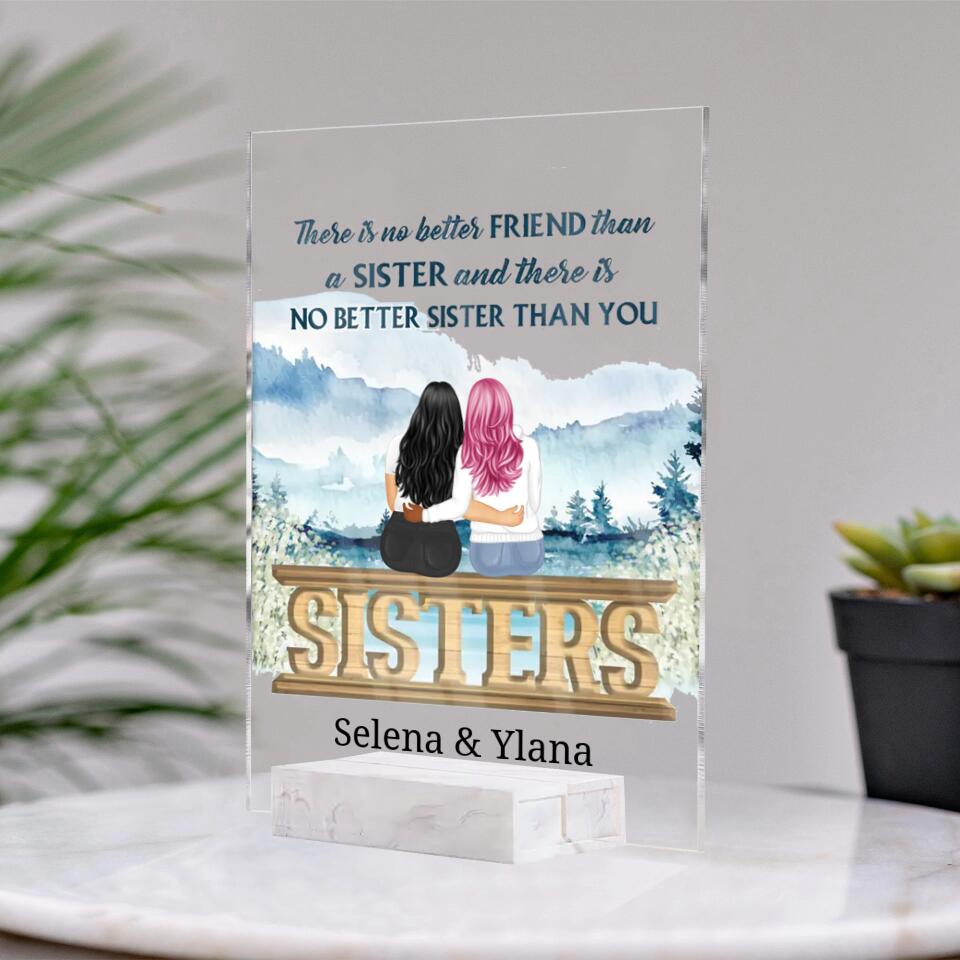 No Better Sister Than You - Gift For Sisters - Personalized Custom Vertical Rectangle Acrylic Plaque PL-F12