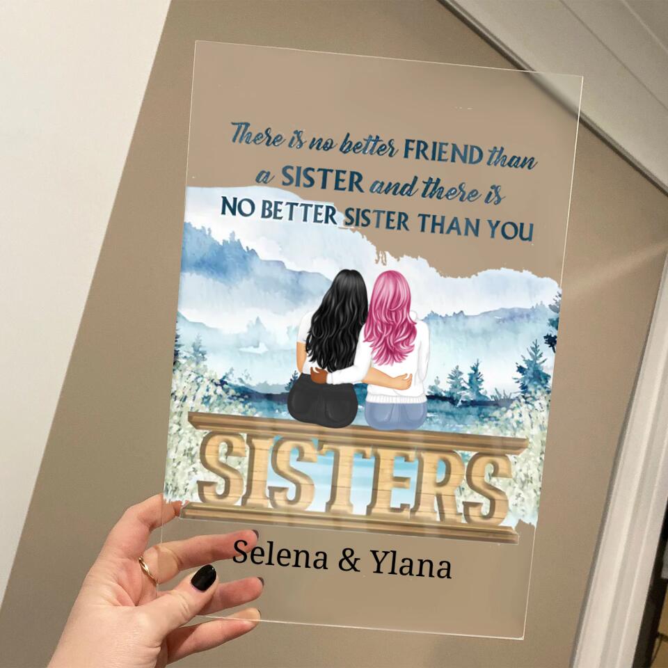 No Better Sister Than You - Gift For Sisters - Personalized Custom Vertical Rectangle Acrylic Plaque PL-F12