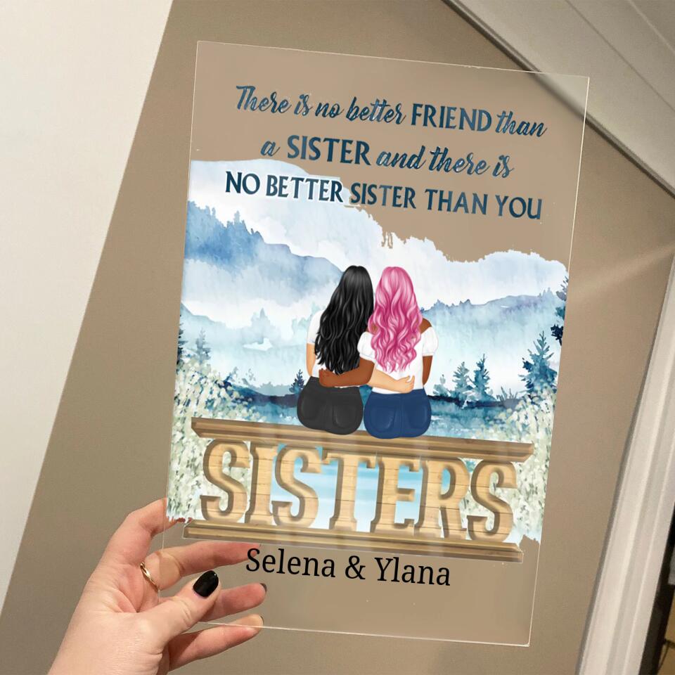 No Better Sister Than You - Gift For Sisters - Personalized Custom Vertical Rectangle Acrylic Plaque PL-F12