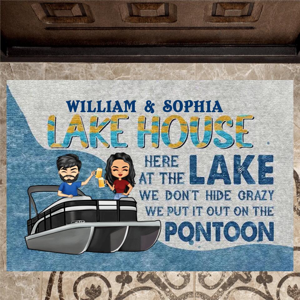 Here At The Lake We Don't Hide - Gift For Pontoon Owners - Personalized Custom Doormat F30