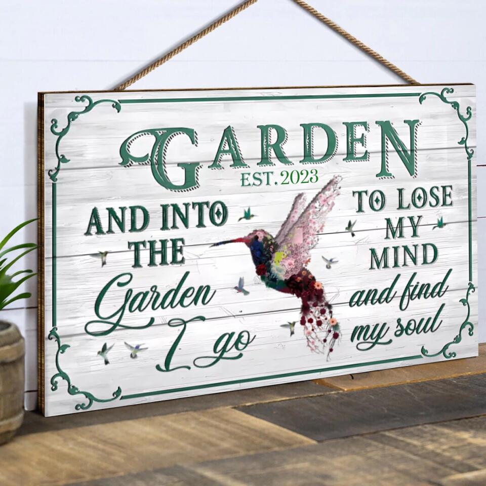 Garden Floral Art Find My Soul, Personalised Rectangle Wood Sign WS-F44